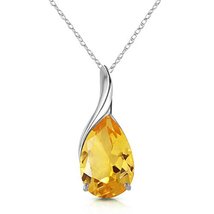 Galaxy Gold GG 14k White Gold 18&quot; Necklace with Natural Pear-shaped Citrine - £282.80 GBP