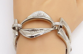 925 Sterling Silver - Vintage Crystal Encrusted Large Chain Bracelet - B... - $108.29