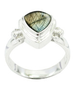 Labradorite 925 Solid Silver Ring Genuine Jewelry For Mother&#39;s Day Gift US - $18.85