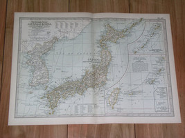 1897 Antique Dated Map Of Japan Korea Taiwan Kuril Ryukyu Liukiu Islands - £21.98 GBP