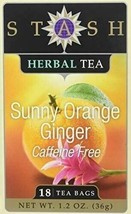 NEW Stash Tea Sunny Orange Ginger Caffeine Free Gluten Free Herbal Tea 18teabags - $9.33