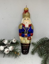 Nutcracker in blue jacket glass Christmas handmade ornament, Christmas  - £14.16 GBP