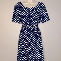Appleseeds blue and white polka dot print belted dress - £16.95 GBP