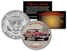 1969 Chevrolet Camaro ZL1 Expensive Auction Muscle Car Jfk Half Dollar Us Coin - £6.71 GBP