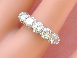 Vintage MID-CENTURY 1.70ctw Diamond Platinum 5-STONE Anniversary Ring 1950 - £2,284.39 GBP