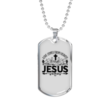 Love Comes From Jesus Christian Necklace Stainless Steel or 18k Gold Dog Tag 24 - £37.79 GBP+