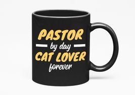 Make Your Mark Design Pastor Cat Lover, Black 11oz Ceramic Mug - £17.35 GBP+