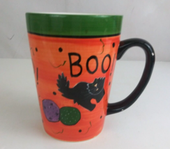 WCL Halloween Large 6&quot; Tall Coffee Cup Mug With Black Cats &amp; Boo! Designs - £11.65 GBP