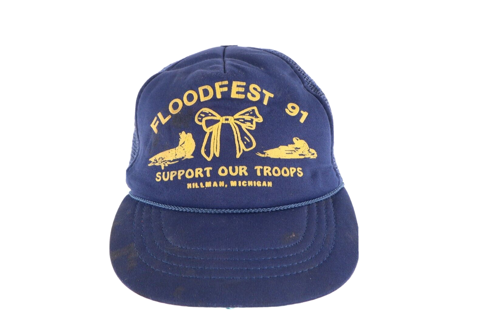 Vintage 90s Floodfest 1991 Fishing Tournament Michigan Roped Trucker Hat... - $19.75