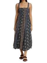 NWT FREE PEOPLE COME TOGETHER SMOCKED BLACK COMBO MIDI DRESS M - £58.76 GBP