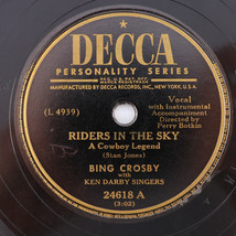 Bing Crosby – Riders In The Sky / Lullaby Land 1949 78 rpm Shellac Recor... - £8.53 GBP