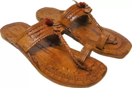 Damen Mädchen Jesus Flach Kolhapuri Leder Chappal Boho Jutti US Größe 5-12 - £28.88 GBP