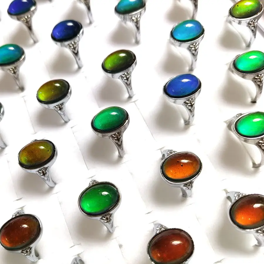 100pcs/lot Vintage Retro Color Change Mood Ring Oval Shape Emotion Feeling Chang - $69.86