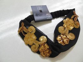 INC International Concepts Black Gold Sequined Turban Headband T120 $24 - £7.22 GBP