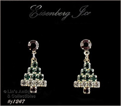 Eisenberg Ice Rhinestone Christmas Tree Earrings (#J1247) - £30.02 GBP