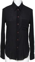 HELMUT LANG Black Blouse Shirt Long Sleeve Silk Blend Button Down Collar... - £112.24 GBP