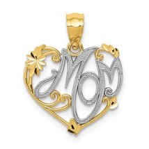 14K Gold &amp; Rhodium Plated Mom Pendant Charm Jewelry 20mm x 15mm - £51.19 GBP