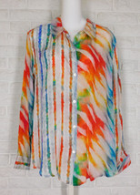 APNY Kaleidoscope Brushwork Shirt Button Down Roll Tab Sleeve Multi NWT ... - $75.99