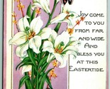 Easter Greetings Lilies Poem Embossed UNP Unused Whitney Made DB Postcar... - $12.42