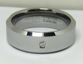 Tungsten Carbide .06ct Diamond Ring Men&#39;s Sz 11 Wedding 8mm Band Comfort... - £31.00 GBP