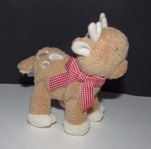 Baby Gund Plush Aboo reindeer rattle red gingham scarf  4.5&quot;  88886 soft... - £5.67 GBP