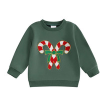 Toddler Boys Christmas Sweatshirt, Candy Cane Pullover, 6M-4Y Winter Top - £13.43 GBP