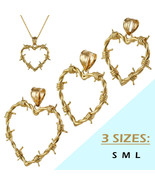 Gold Barbed Wire Heart Pendant Necklace (S/M/L) - $270.43 CAD+