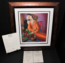 Linda Le Kinff Boy and Girl 29x26 Framed Serigraph Limited Ed. 106/160, Signed - £275.22 GBP