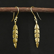 18K Gold Plated 925 Sterling Silver Earrings-Solid Silver Earrings-Leaf Earrings - £24.03 GBP
