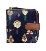 Women Printed Dark Navy Blue Vegan Leather square wallet Purse Batua Gif... - $616.20 MXN