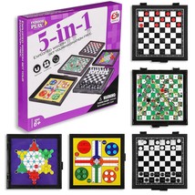5 In 1 Small Magnetic Checkers Board Game Set Travel Game Road And Flight Trip E - £14.90 GBP
