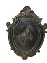 Jumping Horse War Shield Wall Plaque Decor Resin 16&quot; x 12&quot; - £19.78 GBP
