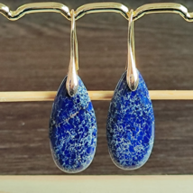 Lapis Lazuli Gemstone Earring Natural Gemstone Earrings Exquisite Drop Earrings - £64.73 GBP