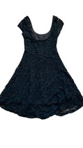 La Hearts Dress  Womens Size S Black Lace Cap Sleeve Knit Lined Party - £12.20 GBP