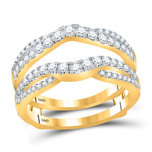 14kt Yellow Gold Womens Round Diamond Wedding Wrap Ring Guard Enhancer 5/8 Cttw - £1,018.65 GBP