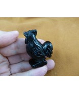 (Y-CHI-RO-573) little Black onyx ROOSTER game bird hen gemstone FIGURINE... - $355.23 MXN