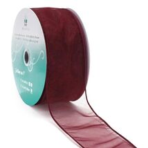CT CRAFT LLC Sheer Organza Wired Ribbon 2.5" x 50 Yards Burgundy - $234.79 MXN