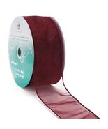 CT CRAFT LLC Sheer Organza Wired Ribbon 2.5&quot; x 50 Yards Burgundy - $17.75 CAD