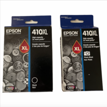 Epson T410XL 410XL Photo Black &amp; Black Ink Cartridge Genuine Original Lot 2021 - £31.46 GBP