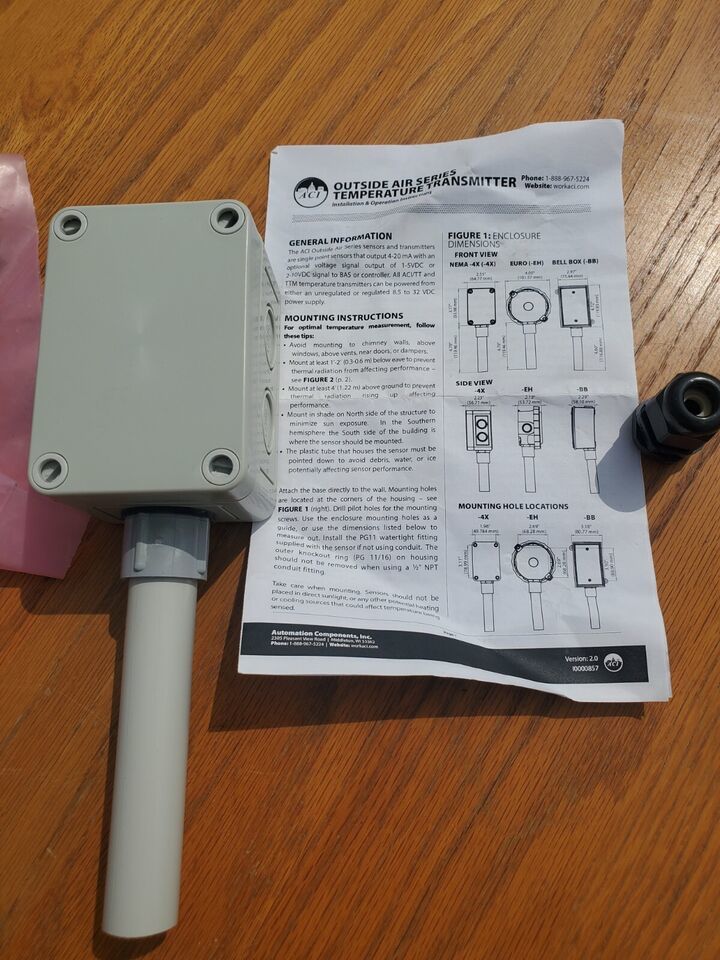 Aci Outside Air Series Temperature Transmitter A/TT1k-0-4-4x - $24.49