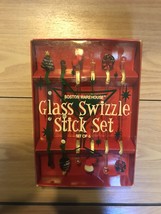 New Boston Warehouse Set Of 6 Glass Swizzle Stick Set Christmas Tree, Stocking, - $24.99