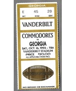 VANDERBILT COMMODORES vs GEORGIA BULLDOGS 1993 Football Game Ticket Stub - $185.15 MXN