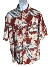 KNIGHTSBRIDGE Men&#39;s Short Sleeve Button Down Floral Hawaiian Shirt Large - £10.35 GBP