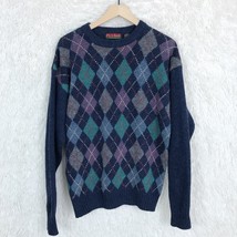 Jos A Bank Shetland Wool Argyle Sweater Blue Sportswear Vintage 90s Mens... - $29.70