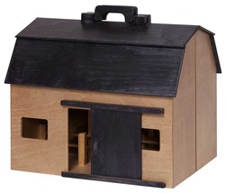 Large Toy Wood Barn Complete w/ Farm Animals &amp; Fence - Amish Handmade In Usa - £265.78 GBP