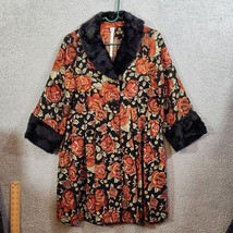 Anthropologie Uncle Frank Floral Print Lined Faux Fur Collar &amp; Cuffs Coat Size M - £36.33 GBP