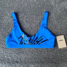 Nike Swim Swimsuit Bikini Top Move To Zero Size Small Blue NESSC251 Big Logo NEW - £14.82 GBP