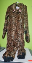 Women&#39;s Leopard Cat One Piece Sleeper Pajamas Costume Sleepwear Full Body Medium - £39.03 GBP