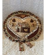 Rustic Country Primitive Fabric Heart Lace Wall Hanging - $84.15