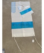 Talit Set Painted Jerusalem Teal 18 Inches X 72 Inches (Talit/Bag &amp; Kippah) - $346.50